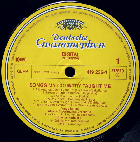 Agnes Baltsa - Songs My Country Taught Me = Lieder Meiner Heimat = Chansons Mon Pays Natal (LP) (Near Mint (NM or M-)) - Image 3