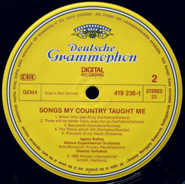 Agnes Baltsa - Songs My Country Taught Me = Lieder Meiner Heimat = Chansons Mon Pays Natal (LP) (Near Mint (NM or M-)) - Image 4