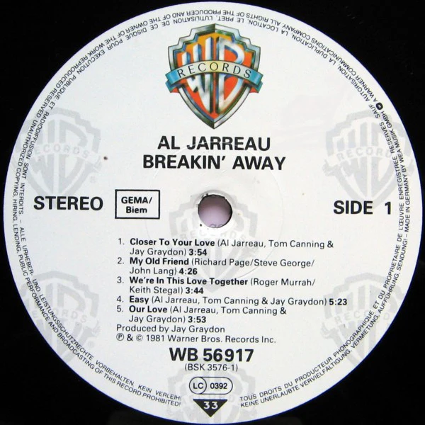 Al Jarreau - Breakin' Away (LP) (Mint (M)) - Image 3
