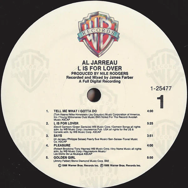 Al Jarreau - L Is For Lover (LP) (Near Mint (NM or M-)) - Image 3