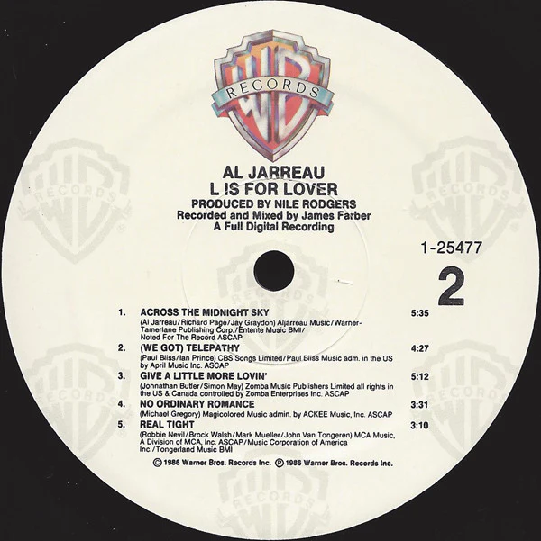 Al Jarreau - L Is For Lover (LP) (Near Mint (NM or M-)) - Image 4