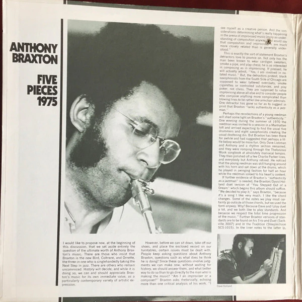Anthony Braxton - Five Pieces 1975 (LP) (Very Good Plus (VG+)) - Image 3
