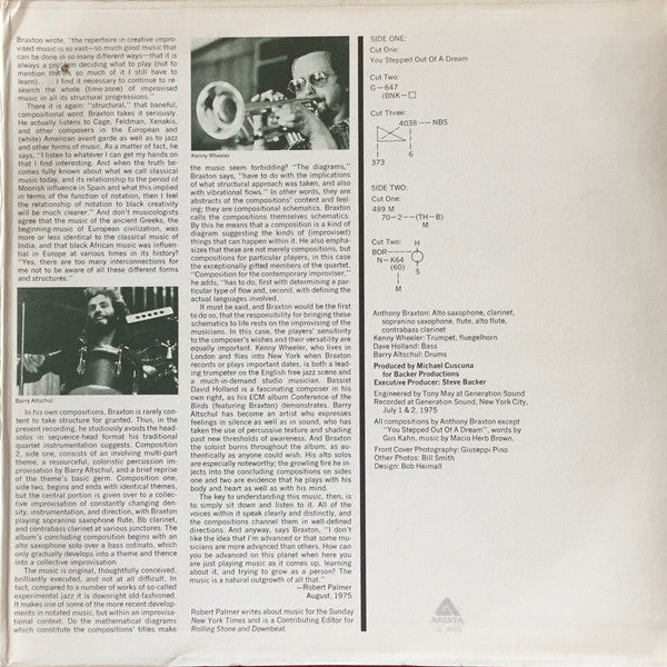 Anthony Braxton - Five Pieces 1975 (LP) (Very Good Plus (VG+)) - Image 4