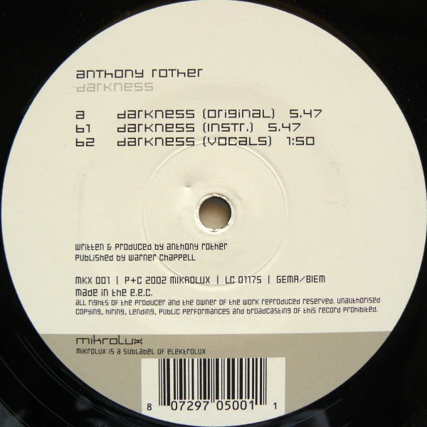 Anthony Rother - Darkness (12") (Very Good Plus (VG+))