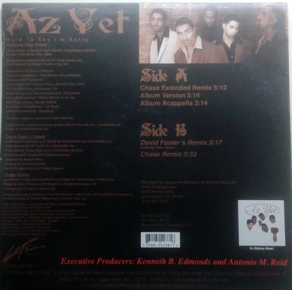 Az Yet Featuring Peter Cetera - Hard To Say I'm Sorry (12") (Mint (M)) - Image 2