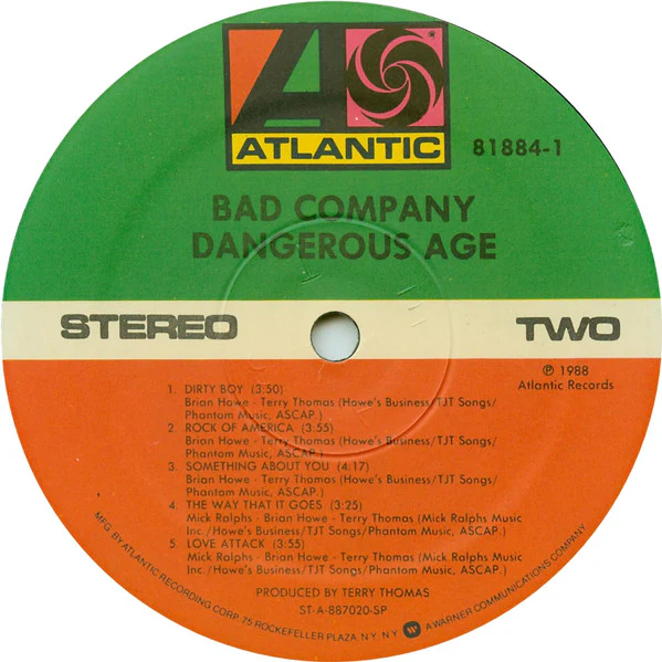 Bad Company - Dangerous Age (LP) (Very Good Plus (VG+)) - Image 4