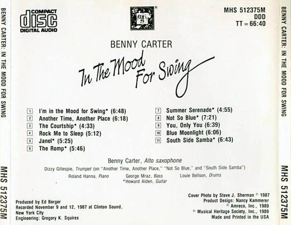 Benny Carter - In The Mood For Swing (CD) (Mint (M)) - Image 3