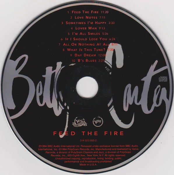 Betty Carter - Feed The Fire (CD) (Mint (M)) - Image 4