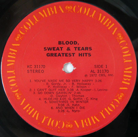 Blood, Sweat And Tears - Blood, Sweat & Tears Greatest Hits (LP) (Near Mint (NM or M-)) - Image 3