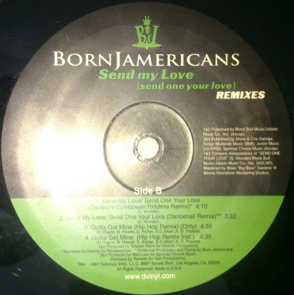 Born Jamericans - Send My Love (Remixes) (12") (Very Good Plus (VG+)) - Image 3