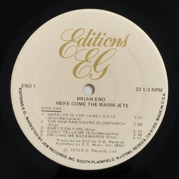 Brian Eno - Here Come The Warm Jets (LP) (Very Good Plus (VG+)) - Image 3