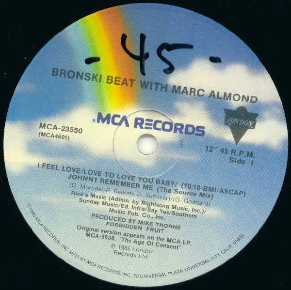 Bronski Beat, Marc Almond - I Feel Love (12" Version) (12") (Near Mint (NM or M-)) - Image 3