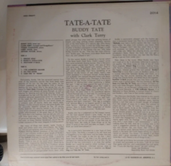 Buddy Tate With Clark Terry - Tate-A-Tate (LP) (Very Good (VG)) - Image 3