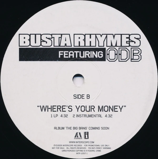 Busta Rhymes Featuring Ol' Dirty Bastard - Where's Your Money (12") (Mint (M)) - Image 2