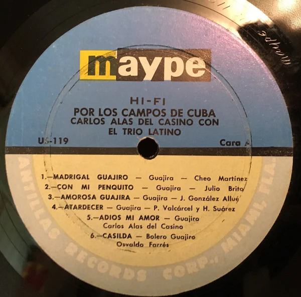 Carlos Alas Del Casino - Por los campos de Cuba (LP) (Very Good Plus (VG+)) - Image 3