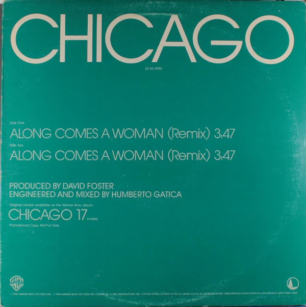 Chicago - Along Comes A Woman (Remix) (12") (Very Good Plus (VG+))