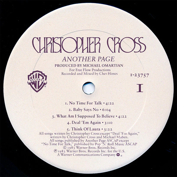 Christopher Cross - Another Page (LP) (Mint (M)) - Image 4