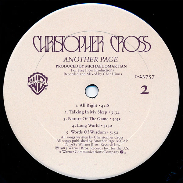 Christopher Cross - Another Page (LP) (Mint (M)) - Image 5