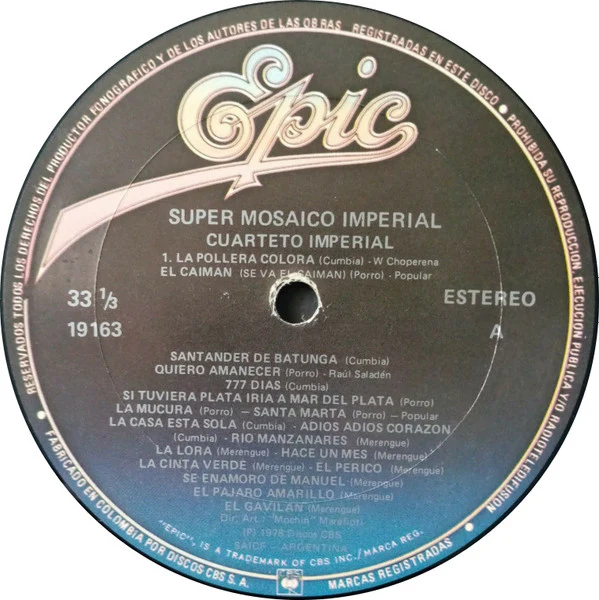 Cuarteto Imperial - Super Mosaico Imperial (LP) (Near Mint (NM or M-)) - Image 3