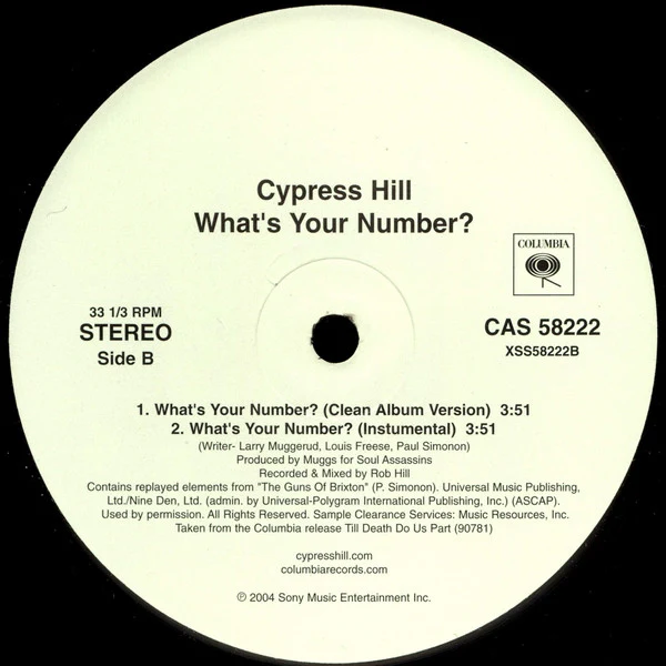 Cypress Hill - What's Your Number? (12") (Mint (M)) - Image 2