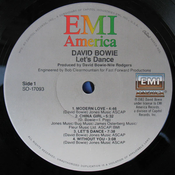 David Bowie - Let's Dance (LP) (Near Mint (NM or M-)) - Image 3