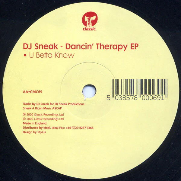DJ Sneak - Dancin' Therapy E.P. (12") (Very Good (VG)) - Image 3