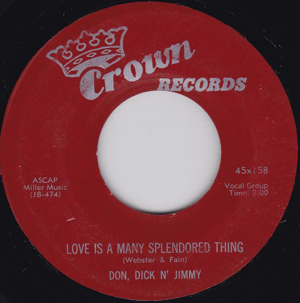 Don, Dick & Jimmy - Love Is A Many Splendored Thing (7") (Very Good Plus (VG+))