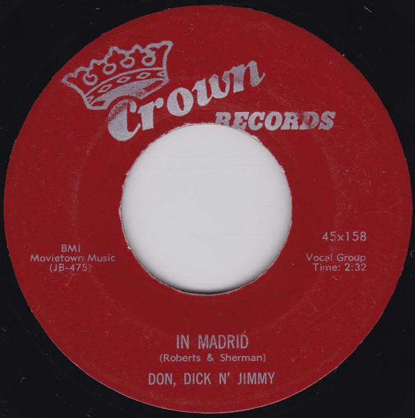 Don, Dick & Jimmy - Love Is A Many Splendored Thing (7") (Very Good Plus (VG+)) - Image 2
