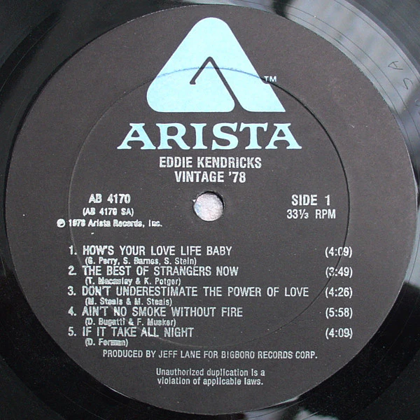 Eddie Kendricks - Vintage '78 (LP) (Mint (M)) - Image 3