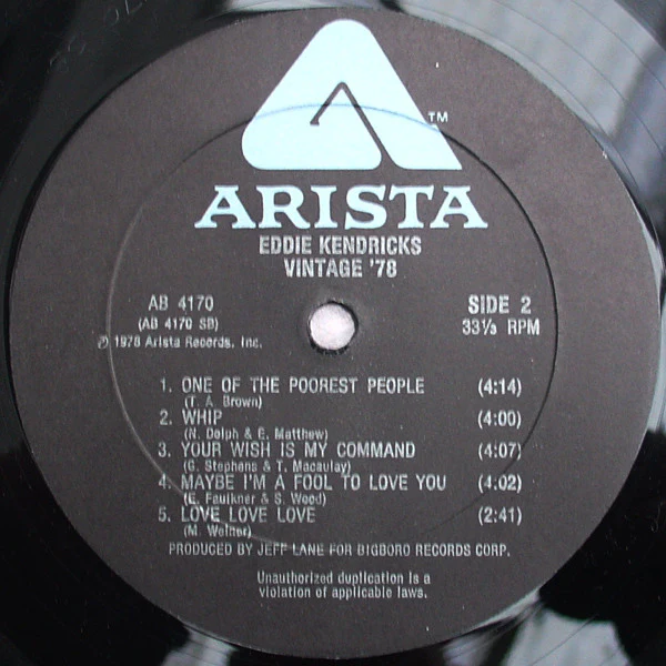 Eddie Kendricks - Vintage '78 (LP) (Mint (M)) - Image 4