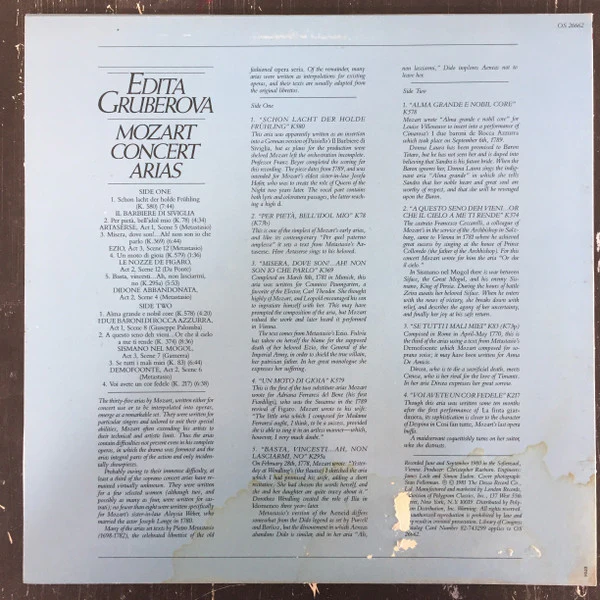 Edita Gruberova, Wolfgang Amadeus Mozart, Wiener Kammerorchester, György Fischer - Concert Arias (LP) (Near Mint (NM or M-)) - Image 2