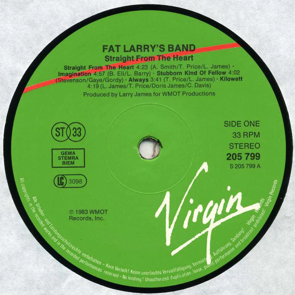 Fat Larry's Band - Straight From The Heart (LP) (Near Mint (NM or M-)) - Image 3