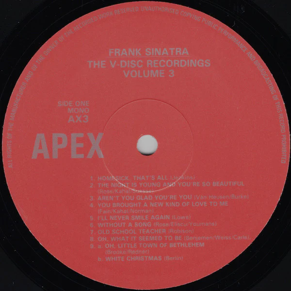 Frank Sinatra - The V-Disc Recordings Volume 3 (LP) (Mint (M)) - Image 3