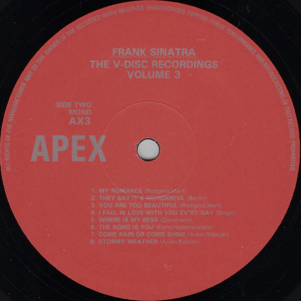 Frank Sinatra - The V-Disc Recordings Volume 3 (LP) (Mint (M)) - Image 4