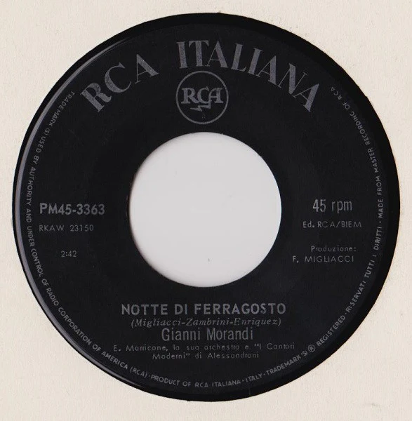 Gianni Morandi - Notte Di Ferragosto (7") (Near Mint (NM or M-)) - Image 3