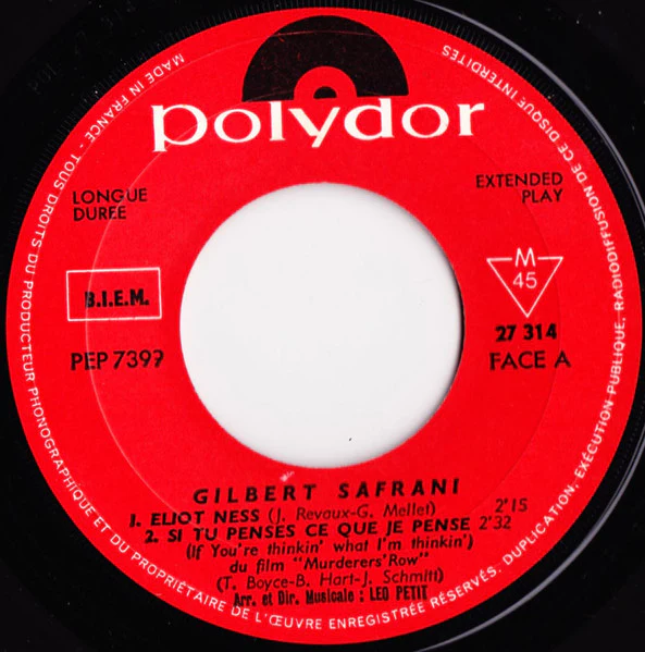 Gilbert Safrani - Eliot Ness (7") (Mint (M)) - Image 3