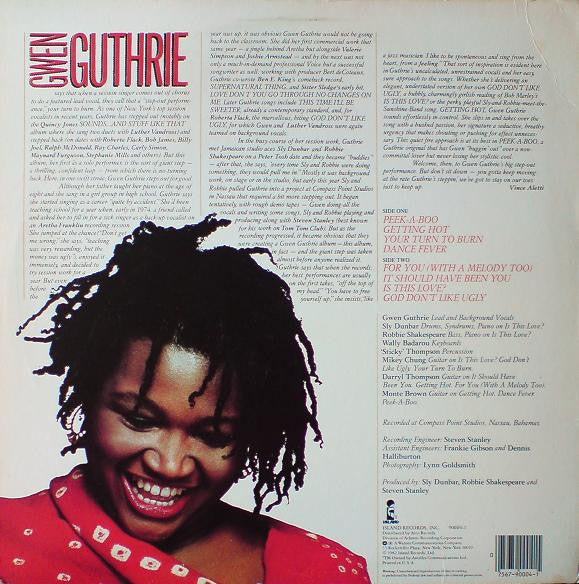 Gwen Guthrie - Gwen Guthrie (LP) (Near Mint (NM or M-)) - Image 2