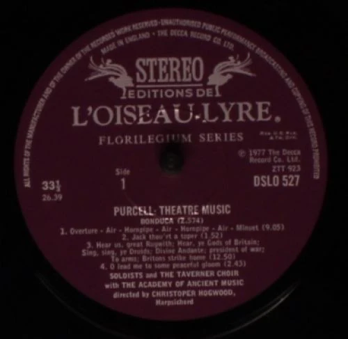 Henry Purcell, The Academy Of Ancient Music - Theatre Music Vol II (Bonduca • Sir Anthony Love • Circe) (LP) (Mint (M)) - Image 4