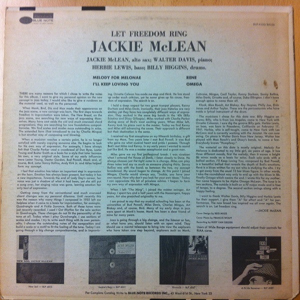 Jackie McLean - Let Freedom Ring (LP) (Very Good Plus (VG+)) - Image 2