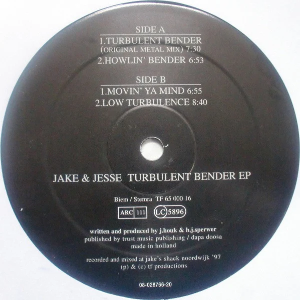 Jake & Jesse - Turbulent Bender EP (12") (Very Good Plus (VG+)) - Image 4