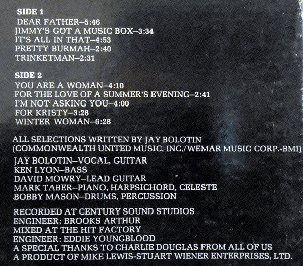 Jay Bolotin - Jay Bolotin (LP) (Very Good Plus (VG+)) - Image 3