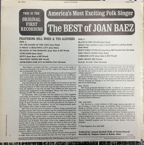 Joan Baez - The Best Of Joan Baez (LP) (Near Mint (NM or M-)) - Image 2
