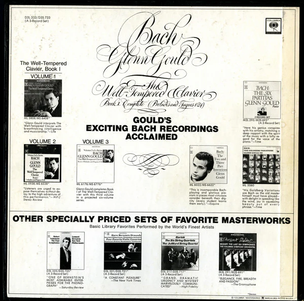 Johann Sebastian Bach / Glenn Gould - The Well-Tempered Clavier, Book I Complete (Preludes And Fugues 1–24) (3xLP) (Near Mint (NM or M-)) - Image 2