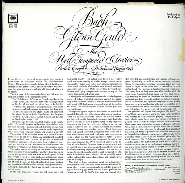 Johann Sebastian Bach / Glenn Gould - The Well-Tempered Clavier, Book I Complete (Preludes And Fugues 1–24) (3xLP) (Near Mint (NM or M-)) - Image 3