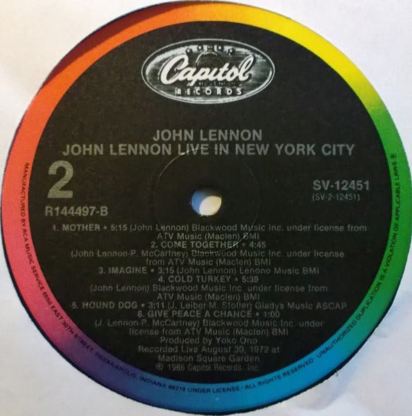 John Lennon - Live In New York City (LP) (Near Mint (NM or M-)) - Image 4