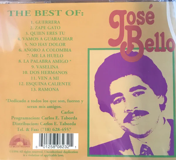 Jose Bello - The Best Of José Bello (CD) (Near Mint (NM or M-)) - Image 2