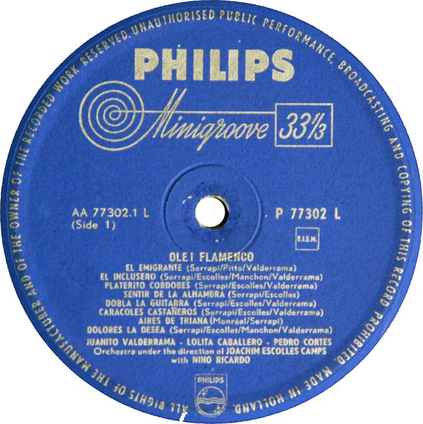 Juanito Valderrama, Lolita Caballero, Niño Ricardo, Pedro Cortes - Ole! Flamenco (LP) (Mint (M)) - Image 3