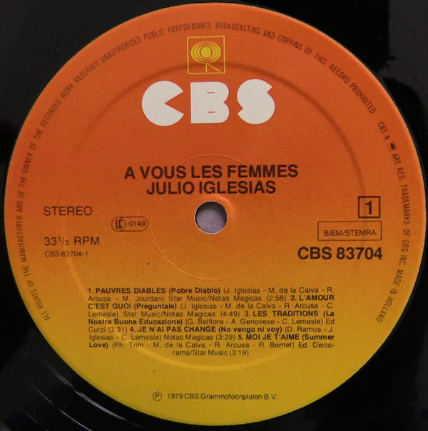 Julio Iglesias - A Vous Les Femmes (LP) (Mint (M)) - Image 5