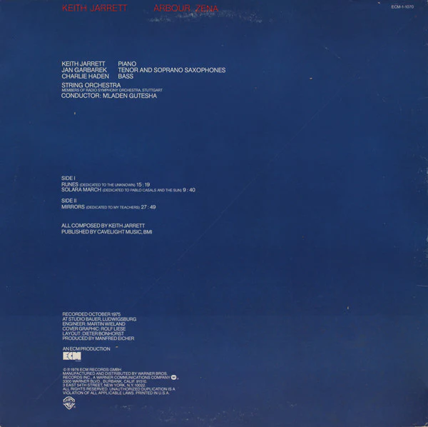 Keith Jarrett - Arbour Zena (LP) (Very Good Plus (VG+)) - Image 2