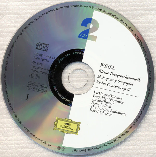 Kurt Weill - David Atherton , London Sinfonietta - Kleine Dreigroschenmusik / Mahagonny Songspiel / Happy End / Berliner Requiem / Violin Concerto (2xCD) (Near Mint (NM or M-)) - Image 3